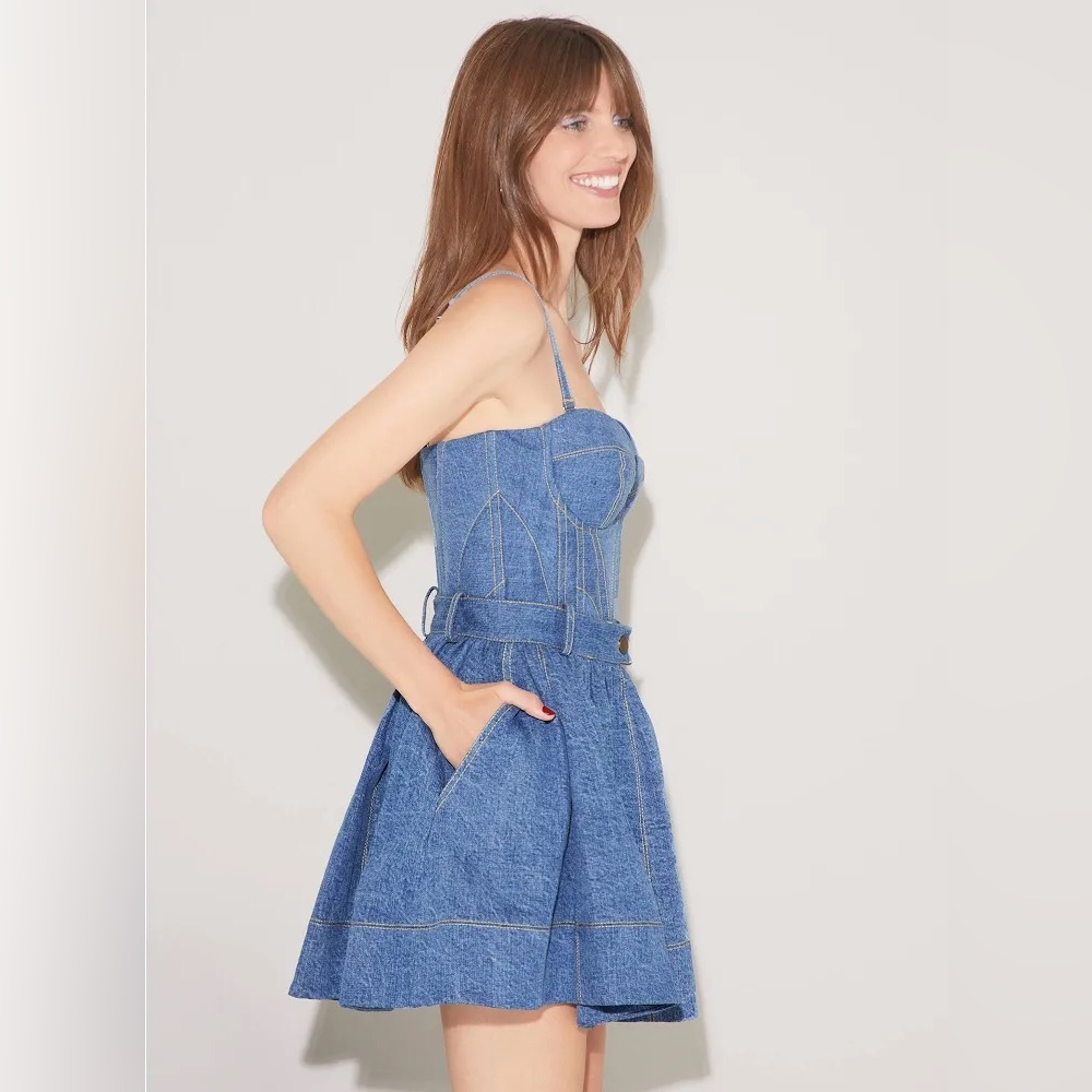 Fleur De Mal Denim Bustier with Removable Straps in Size 6 NWT - Picture 6 of 8